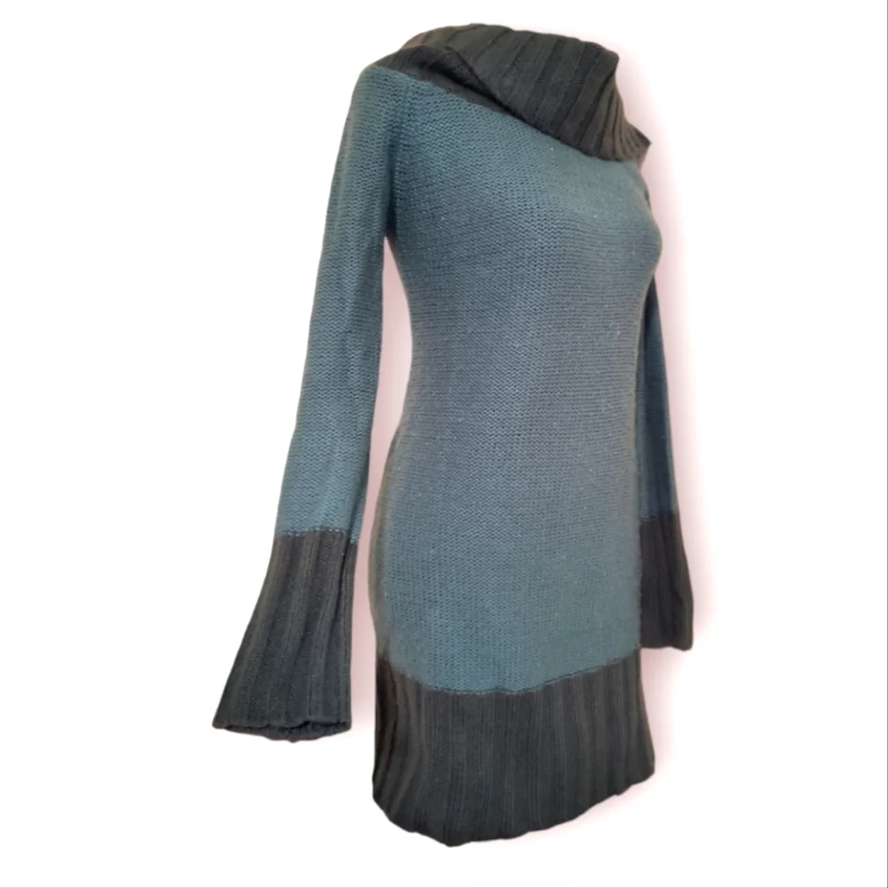 green cowl neck sweater dress Women's Plus Size Cable Knit Cowl Neck Long Sleeve Fall Winter Casual Midi Sweater Dresses